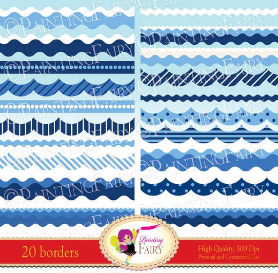 Digital Grenzen Clipart Nautische Meer Farben Wellen Clipart Etsy