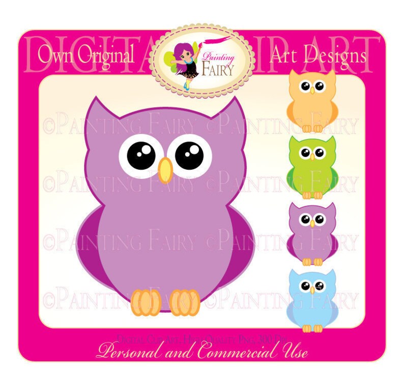 Clipart Buy 2 Get 1 Free Sweet Colors Cute Owls Clip Art Hoot Etsy
