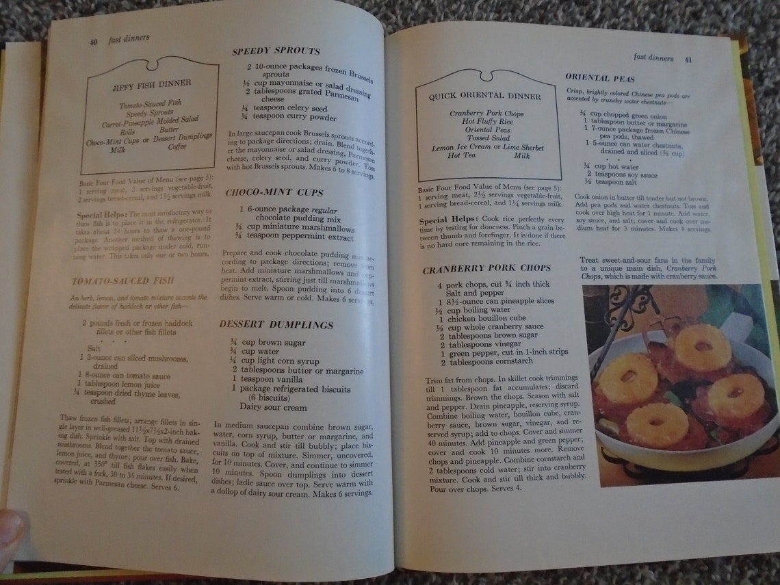 Better Homes & Gardens Menu Cookbook Published 1972 Etsy