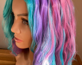 UNICORN PASTEL Cosplay Wig * Pastel Rainbow Wavy Wig