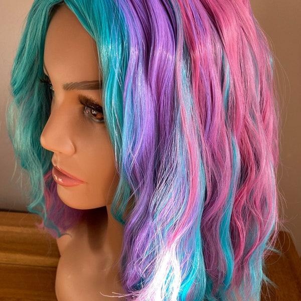 UNICORN RAINBOW Cosplay Wig, Multicolored pastel wavy wig. * Ready to Ship *