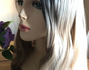 ASHLEY Cosplay WIG  - Blonde with black roots, so soft, and long.  Feels so Real