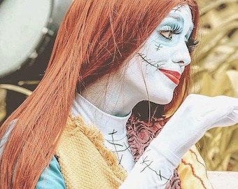 SALLY Cosplay Wig * Beautiful long straight red/orange wig with center part.