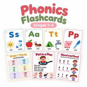 Phonics Flashcards & CVC Reading | Preschool Learning, Stages 1-4, Blend to Read, Preschool Worksheets (Digital Download)