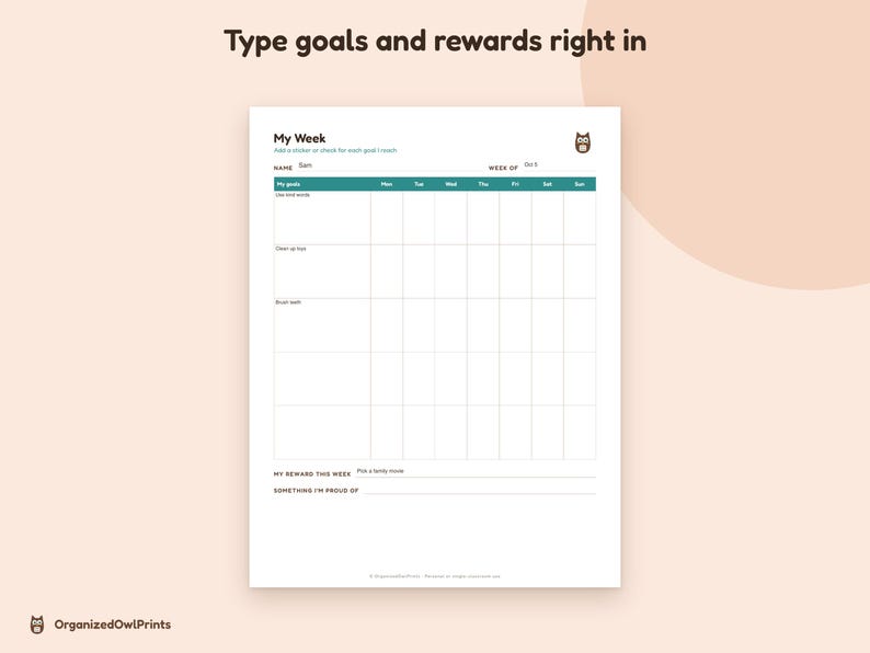 Print Incentive Chart Kids Reward Chart Printable, Sticker Chart 10 20 30, Weekly Behavior ...