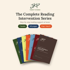 Programa de intervención en lectura / Guía de tutoría para padres de niños con dificultades de lectura / Prueba de nivel y 5 niveles / De la fonética a la comprensión / PDF