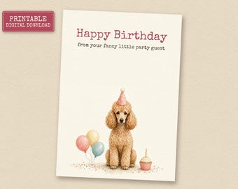 Apricot Poodle Birthday Card from the Dog, Printable Dog Birthday Card, Instant Download