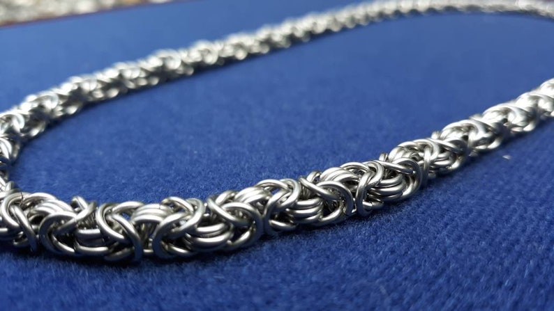 Byzantine Chainmaille Necklace, Stainless Steel image 1