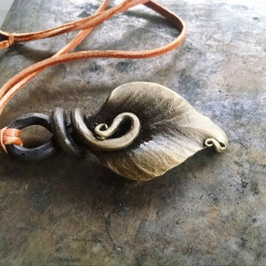 Hand Forged Steel Leaf Pendant