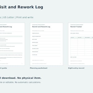 Revisit and Rework Log Printable: Planning Worksheet and Log, US Letter PDF