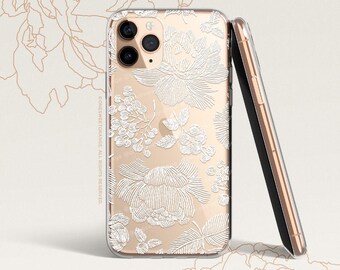 iPhone 16 Case iPhone 15 Case iPhone 14 Case iPhone 13 Case iPhone 12 Case Peony iPhone 11 Pro Case Clear Rubber Case U187