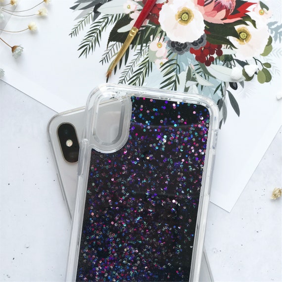 IPhone SE Black Quicksand iPhone XS Liquid Glitter Case iPhone Glitter Bead  Case iPhone 7 Purple Moving Beads Case iPhone 8 Plus Liquid Case 