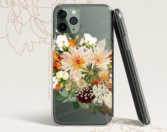 iPhone 16 Case iPhone 15 Case iPhone 14 Case iPhone 13 Case iPhone 12 Case Dahlia Floral iPhone 11 Pro Case Clear Rubber Case U456