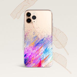 iPhone 16 Case iPhone 15 Case iPhone 14 Case iPhone 13 Case iPhone 12 Case Paint Splatter iPhone 11 Pro Case Clear Rubber Case U106