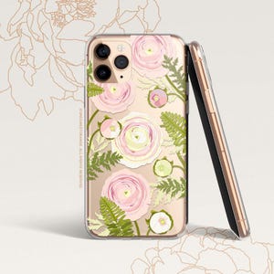Funda para iPhone 16 Funda para iPhone 15 Funda para iPhone 14 Funda para iPhone 13 Funda para iPhone 12 Ranunculus Funda para iPhone 11 Pro Funda de goma transparente U409