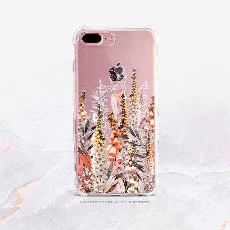 iPhone 15 Case iPhone 14 Case iPhone 13 Case iPhone 12 Case Foxgloves iPhone 11 Pro Case Clear Rubber iPhone 11 Pro Max Case U268 image 3