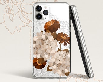 iPhone 15 Case iPhone 14 Case iPhone 12 Case Beige Hydrangea Rose iPhone 11 Pro Case Clear Rubber iPhone 11 Pro Max Case U483