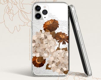 iPhone 16 Case iPhone 15 Case iPhone 14 Case iPhone 13 iPhone 12 Case Beige Hydrangea Rose iPhone 11 Pro Case Clear Rubber Case U483