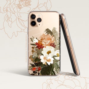 iPhone 15 Case iPhone 14 Case iPhone 13 Case iPhone 12 Case Peony iPhone 11 Pro Case Clear Rubber iPhone 11 Pro Max Case U373 image 1