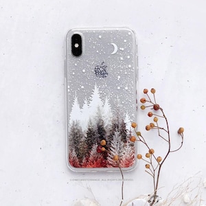 iPhone 16 Case iPhone 15 Case iPhone 14 Case iPhone 13 Case iPhone 12 Case Winter Forest iPhone 11 Pro Case Clear Rubber Case U415