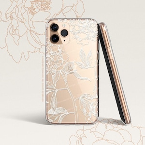 iPhone 16 Case iPhone 15 Case iPhone 14 Case iPhone 13 Case iPhone 12 Case Peony iPhone 11 Pro Case Clear Rubber Case U241