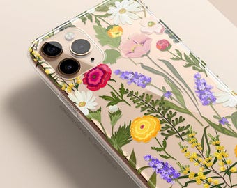iPhone 16 Case iPhone 15 Case iPhone 14 Case iPhone 13 Case iPhone 12 Case Summer Floral iPhone 11 Pro Case Clear Rubber Case U398