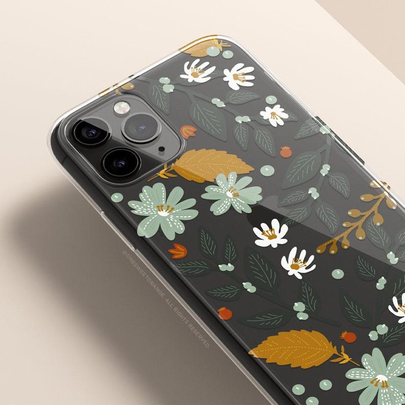 iPhone 16 Case iPhone 15 Case iPhone 14 Case iPhone 13 Case iPhone 12 Case Floral iPhone 11 Pro Case Clear Rubber Case U39 image 1