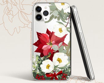 iPhone 15 Case iPhone 14 Case iPhone 13 Case iPhone 12 Case Poinsettia iPhone 11 Pro Case Clear Rubber iPhone 11 Pro Max U348