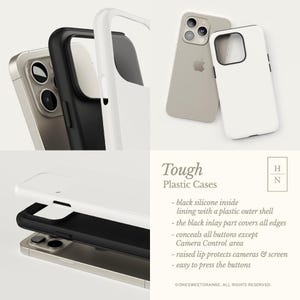 a white and black phone case with a black and white logo