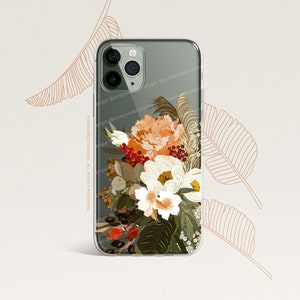 iPhone 15 Case iPhone 14 Case iPhone 13 Case iPhone 12 Case Peony iPhone 11 Pro Case Clear Rubber iPhone 11 Pro Max Case U373 image 3