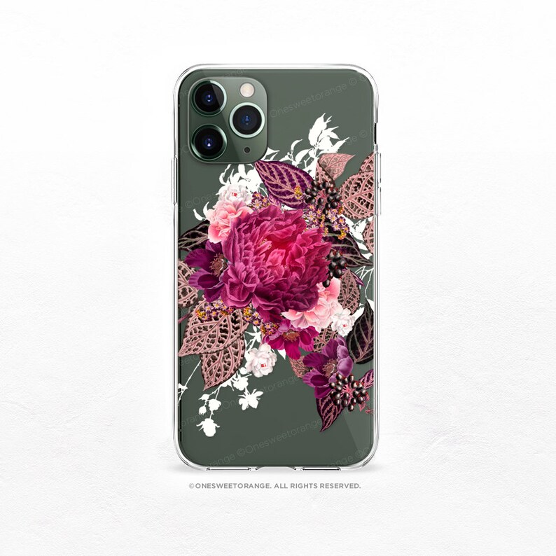 IPhone 11 Case Peony iPhone 11 Pro Case Clear Rubber