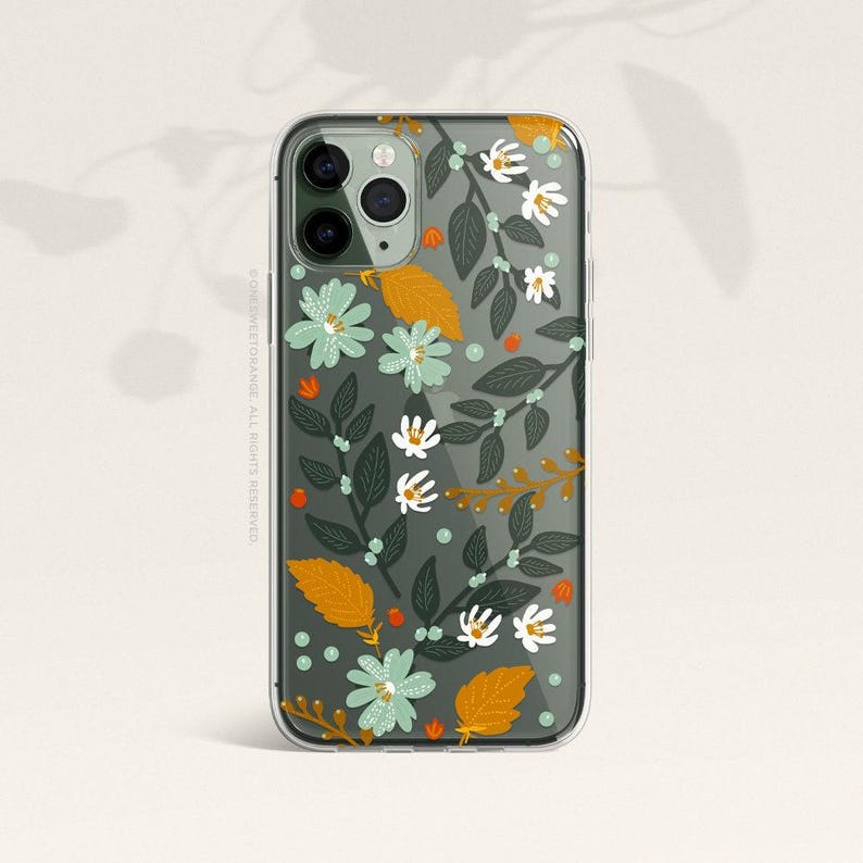 iPhone 16 Case iPhone 15 Case iPhone 14 Case iPhone 13 Case iPhone 12 Case Floral iPhone 11 Pro Case Clear Rubber Case U39 image 2