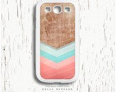 SAMSUNG Galaxy S4 Case, Chevron Galaxy S3 Case, Samsung Galaxy S4 Wood Print, Case Chevron, Case Chevron Faux Wood Geometric Teal Case I97