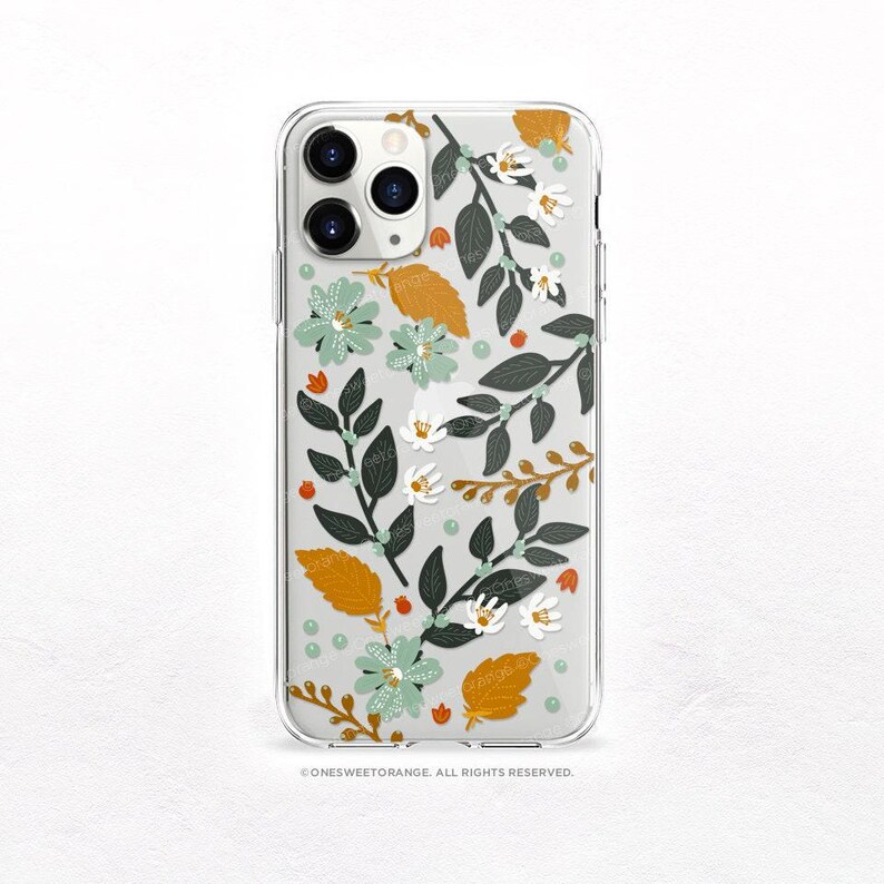 iPhone 16 Case iPhone 15 Case iPhone 14 Case iPhone 13 Case iPhone 12 Case Floral iPhone 11 Pro Case Clear Rubber Case U39 image 3