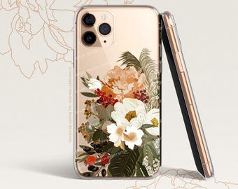 iPhone 16 Case iPhone 15 Case iPhone 14 Case iPhone 13 Case iPhone 12 Case Peony iPhone 11 Pro Case Clear Rubber Case U373