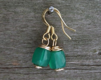 Emerald Green Aventurine Earrings, Dangle Earrings, Handmade Cube Earrings, Wire Wrapped Earrings, Handmade Earrings, Bohemian Jewelry, Boho