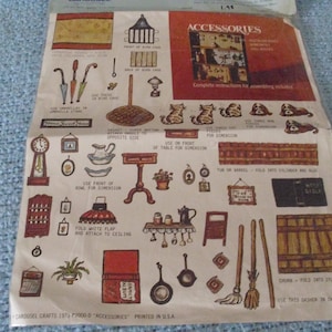 Jean CAROUSEL Crafts 1973 P2000-D &quot;Accessories&quot;  Dimensional Paper Art for Doll Houses Decoupage