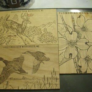 1988 Wooden Crafted Location Post Cards Beautiful and very detailed Free US shipping