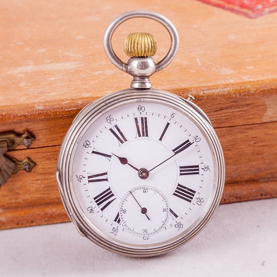rare pocket watch,Remontoire watch,silver pocket w