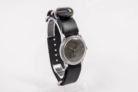 Otimo Herrenuhr, Militär zu beobachten, Schweizer Uhr, ww2 Vintage, handgefertigte Armbanduhr, Leder Riemen, aufziehen Herrenuhr, Vintage Herren Uhr Otimo Herrenuhr, Militär zu beobachten, Schweizer Uhr, ww2 Vintage, handgefertigte Armbanduhr, Leder Riemen, aufziehen Herrenuhr, Vintage Herren Uhr