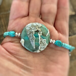Turquoise Lampwork Necklace: Sterling Silver, Arizona Turquoise, December Birthstone image 9