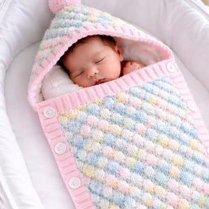 Knitting Pattern PDF Preemie, Newborn, 15 & 18 inch Doll, Baby Bunting BubbleSleeping Sac
