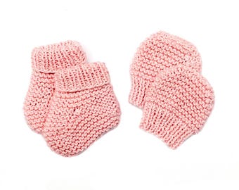 KNITTING PATTERN PDF Preemie Newborn 0-3-6-12-18 Months, Baby Booties & Mitts Crib Shoes, Thumbless Mittens Cuff Socks, English Instructions
