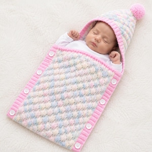 Knitting Pattern PDF Preemie, Newborn, 15 & 18 inch Doll, Baby Bunting BubbleSleeping Sac