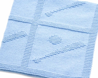 Knitting Pattern PDF S-M-L Baseball Afghan Baby, Bat & Ball Motif, Knit Carriage Cover