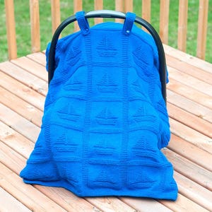KNITTING PATTERN PDF Baby Carseat Sailboat Afghan, Blanket or Car Seat Canopy, Carriage Cover, Car Seat, Sail Boat Instructions
