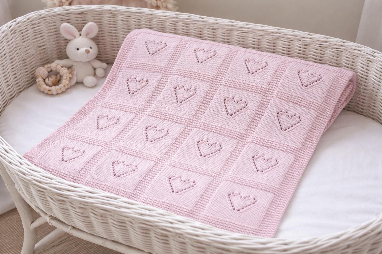 Knitting Pattern PDF Baby Lace Heart Motif Afghan, Garter Stitch, Small ...