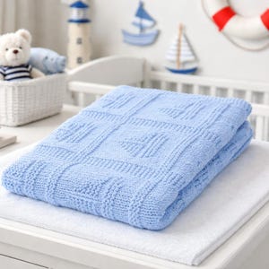 Knitting Pattern PDF Baby Sailboat Motif Blanket, Nautical Afghan, Garter Stitch