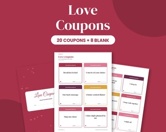 Love Coupons Printable, Love Coupon Book for Him or Her, Valentine's Day Gift, Anniversary Gift, Boyfriend Girlfriend Gift, PDF