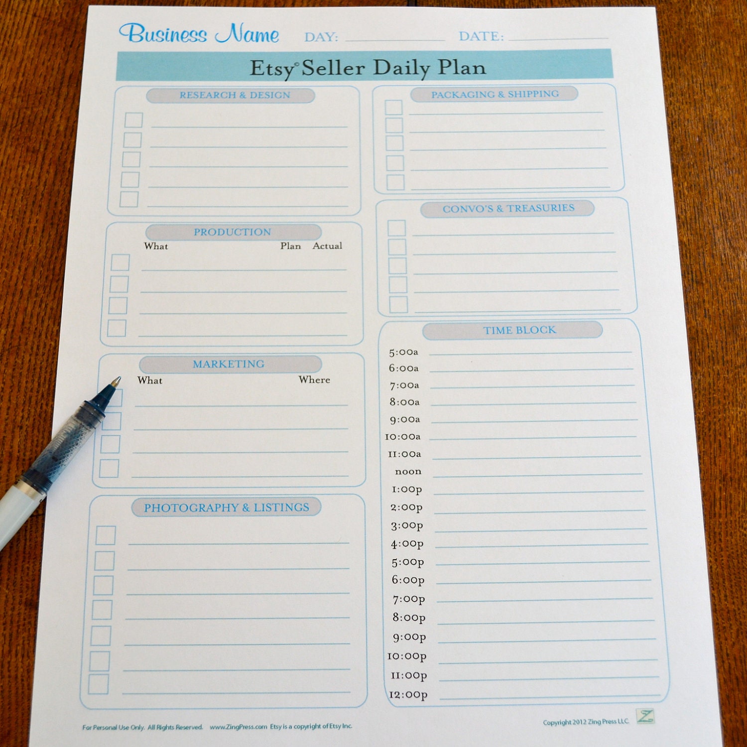 Etsy Seller Organizer Daily Planner 1 Printable IMMEDIATE Etsy